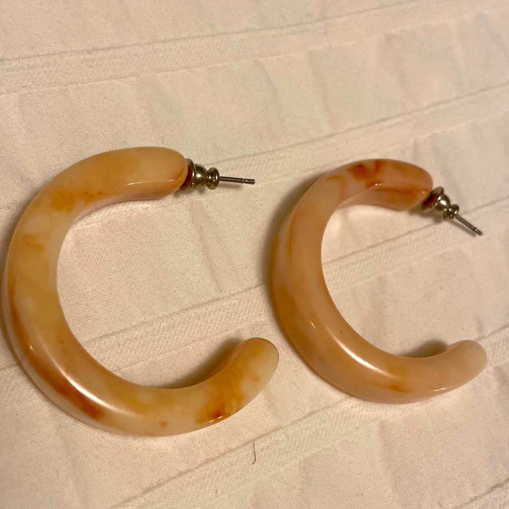 Earrings, blush marble detail